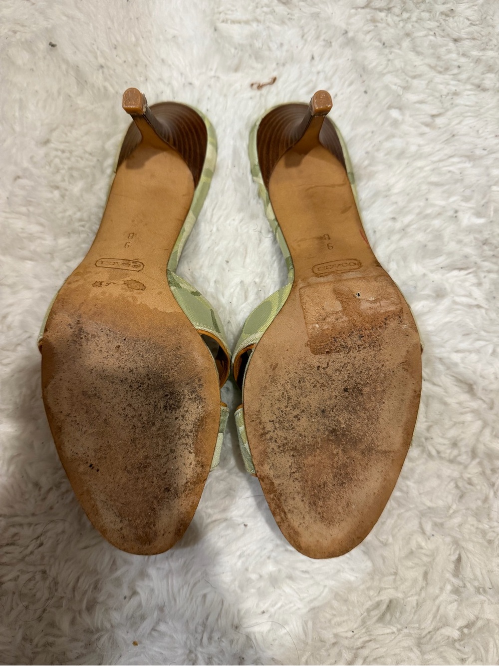 COACH Light Green Signature Mules with Red Butterfly Accent - Picture 4 of 6